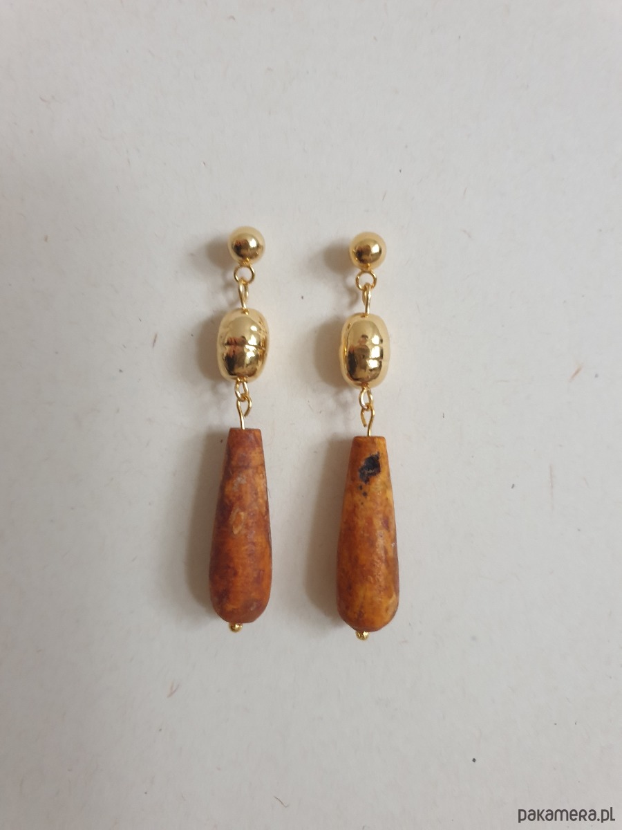 kolczyki z kamieniami Kolczyki  NEO sople agat brązowy 2