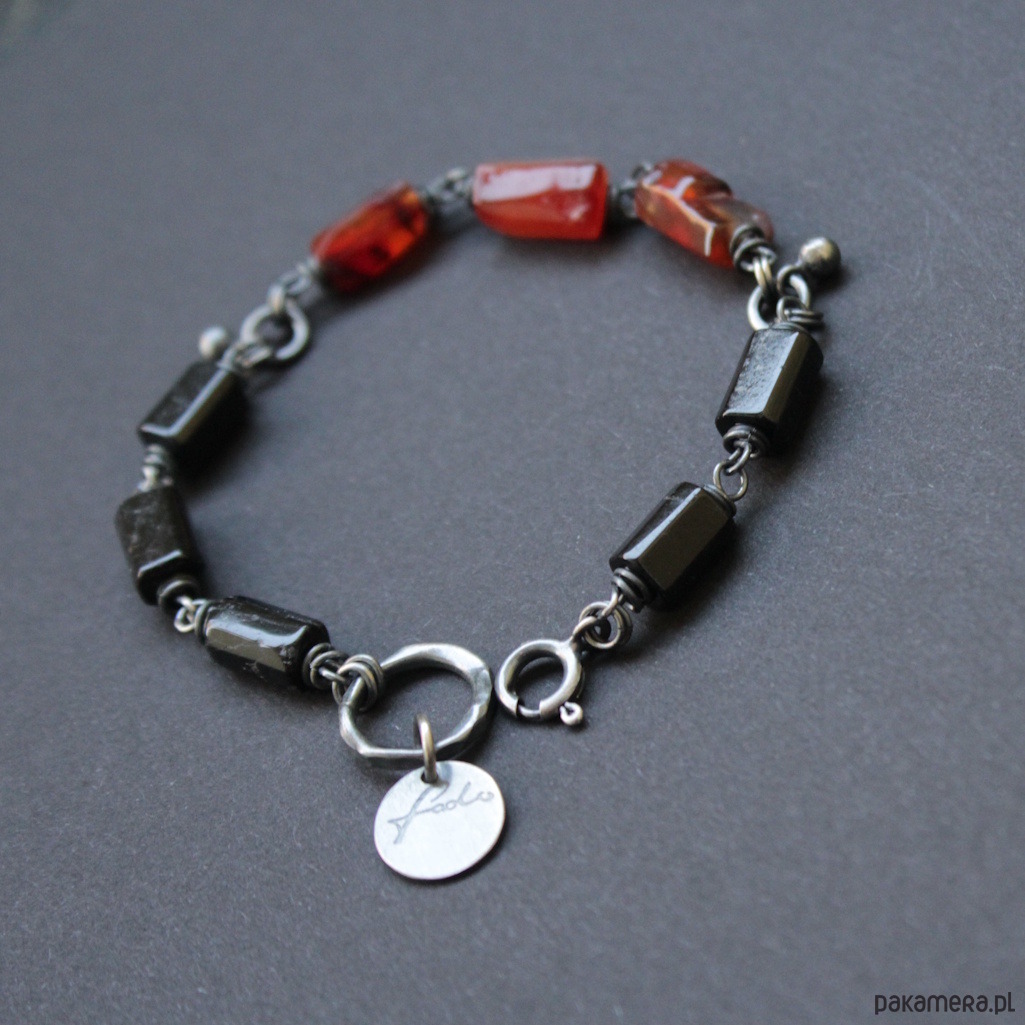 bransoletki z kamieni naturalnych Bransoletka Ognisty Karneol z Turmlinem 5