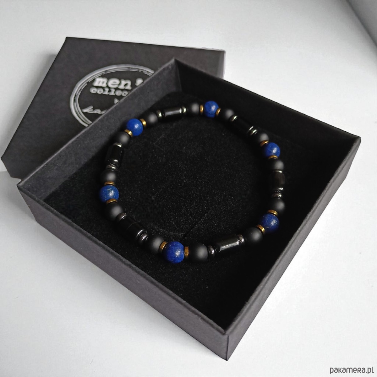 biżuteria męska SIŁA, OPTYMIZM : efektowna bransoletka : LAPIS LAZULI, ONYKS 1