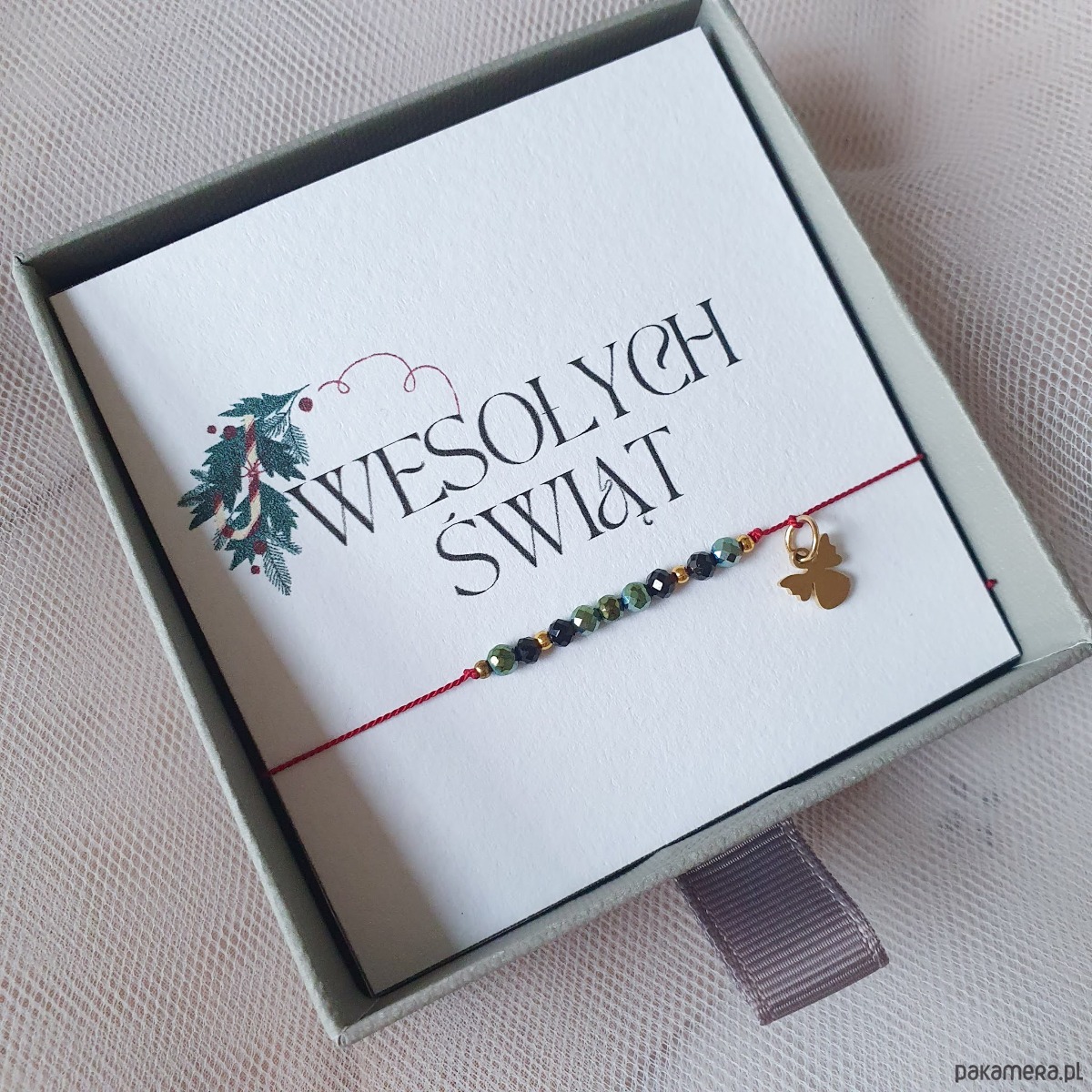 bransoletki na sznurku Świąteczna bransoletka SANTA IS COMMING 1