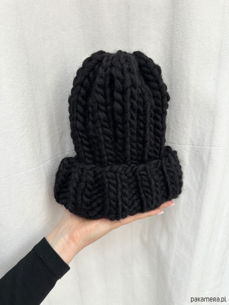czapki damskie Gruba delikatna wełniana czapka beanie 100% wełna handmade 1