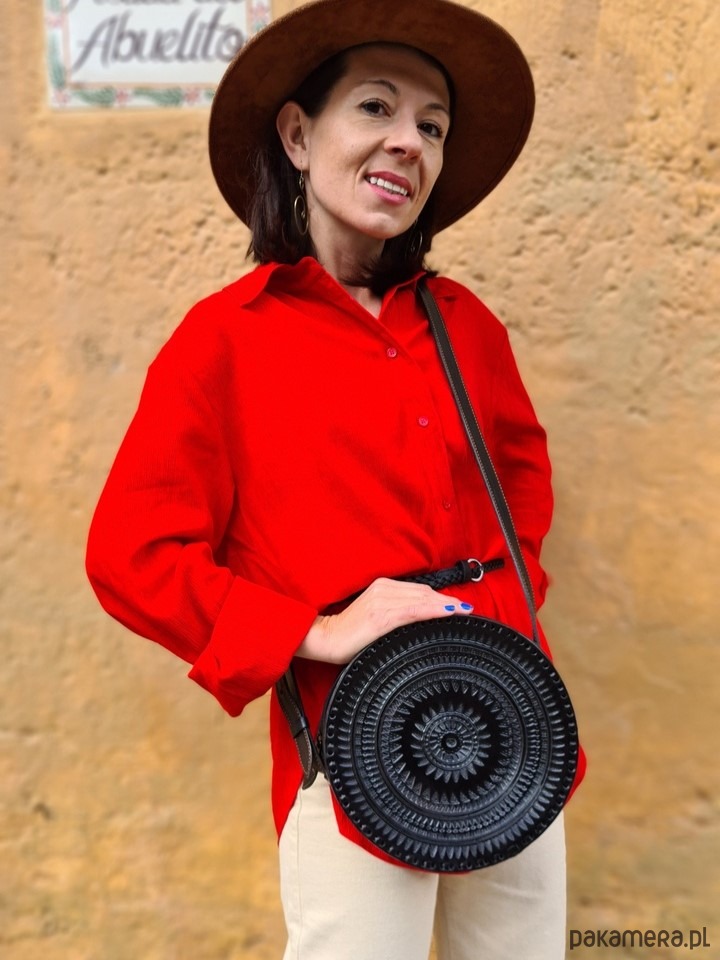 torby na ramię Torebka skórzana ręcznie robiona góralska okrągła na ramię Carmen Duża 4