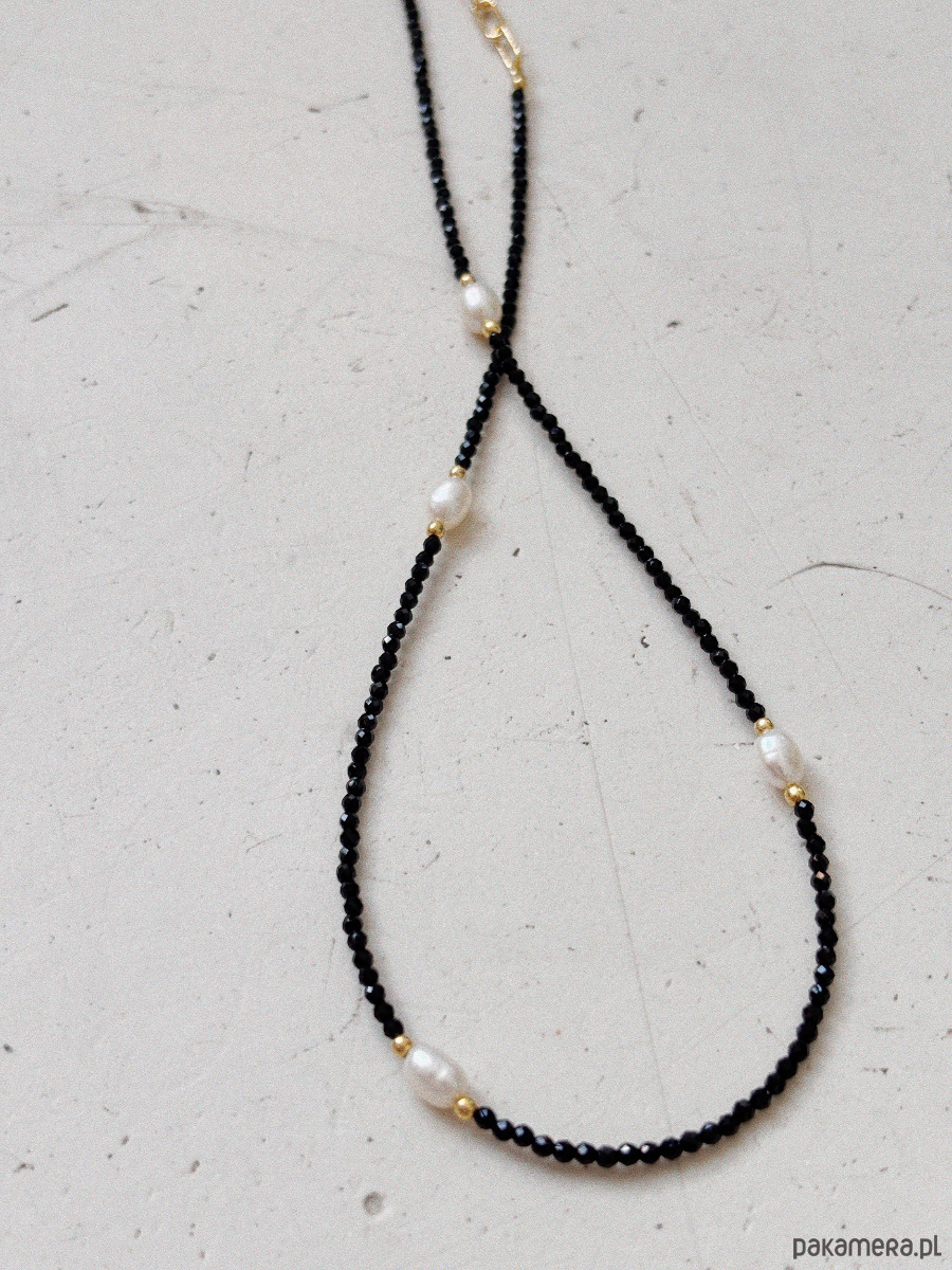 złote naszyjniki Naszyjnik czarny z perłami 5