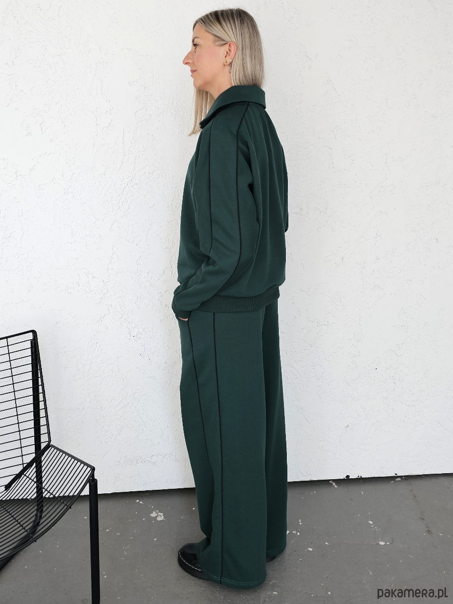 komplety damskie Gaia rozpinany komplet z lamówkami butelkowy zielony 3