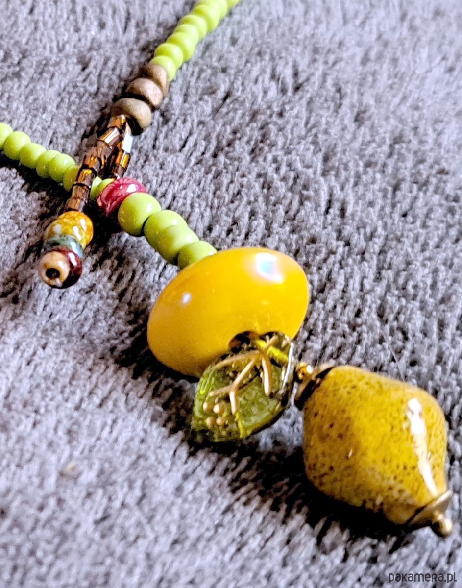 chokery Boho, uroczy naszyjnik z drobnych koralików z cytryną, PREZENT handmade 2