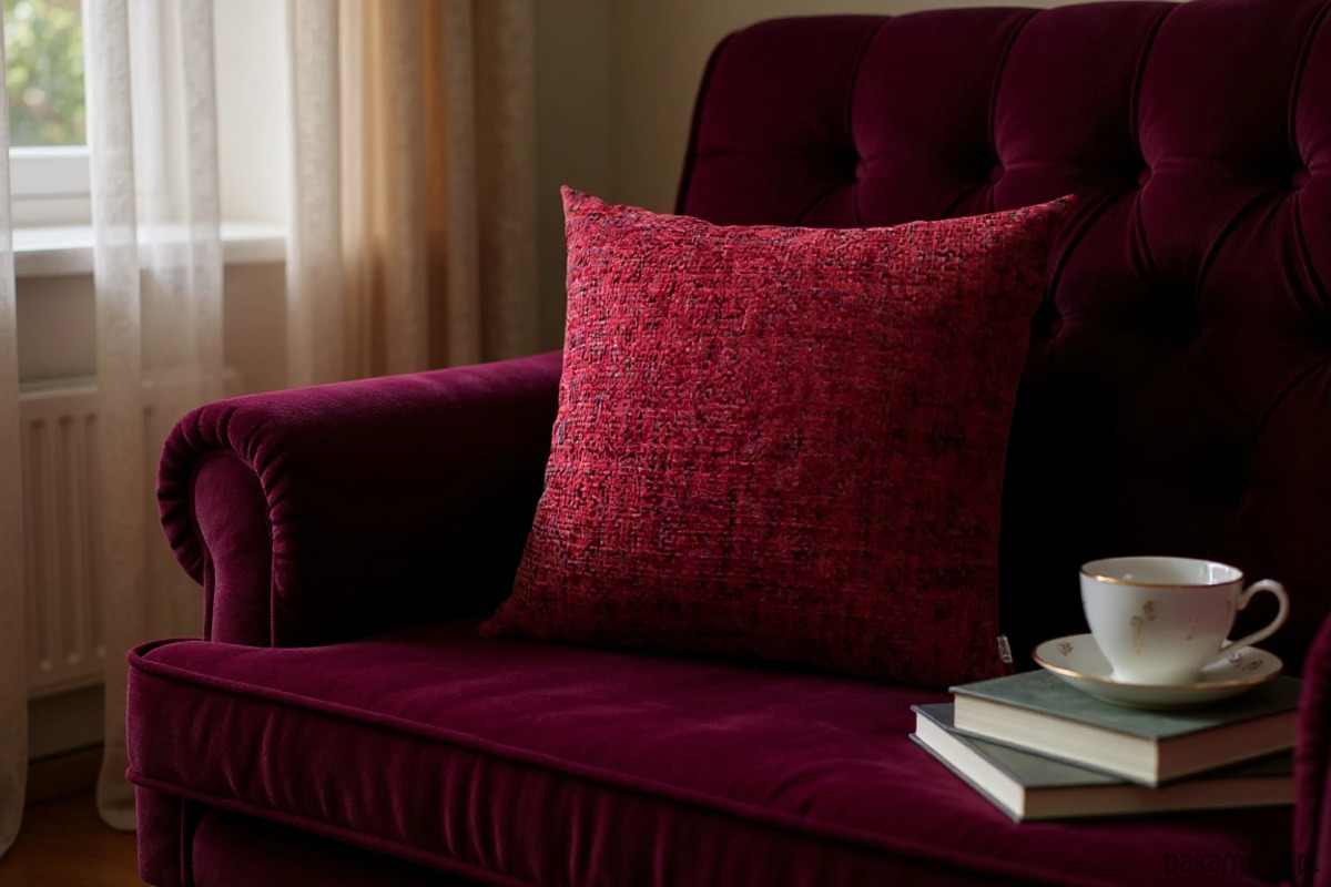 poduszki plecione Bordowa Poduszka Dekoracyjna Stella 50x50 - melanż 4