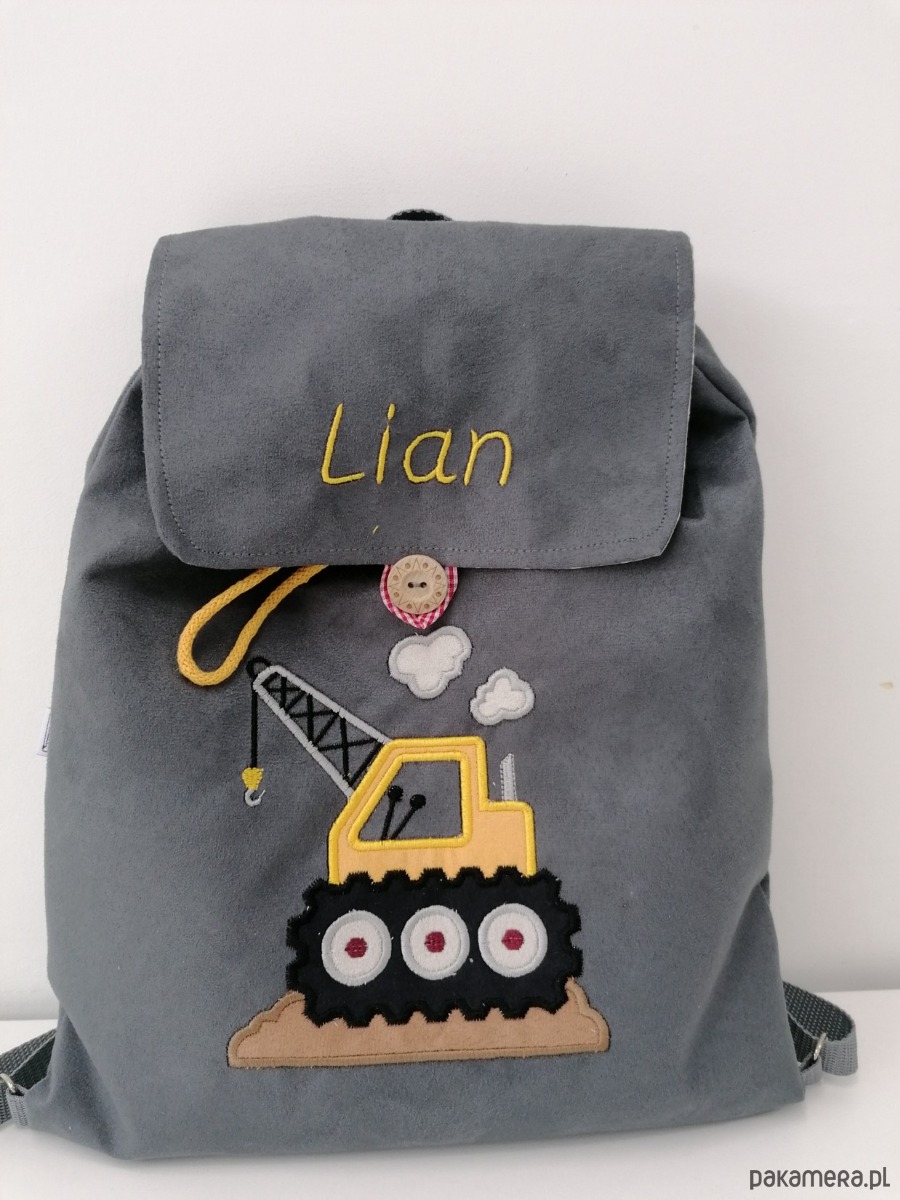 torebki, worki i plecaki dziecięce Personalizowany plecak przedszkolaka z dźwigiem 1
