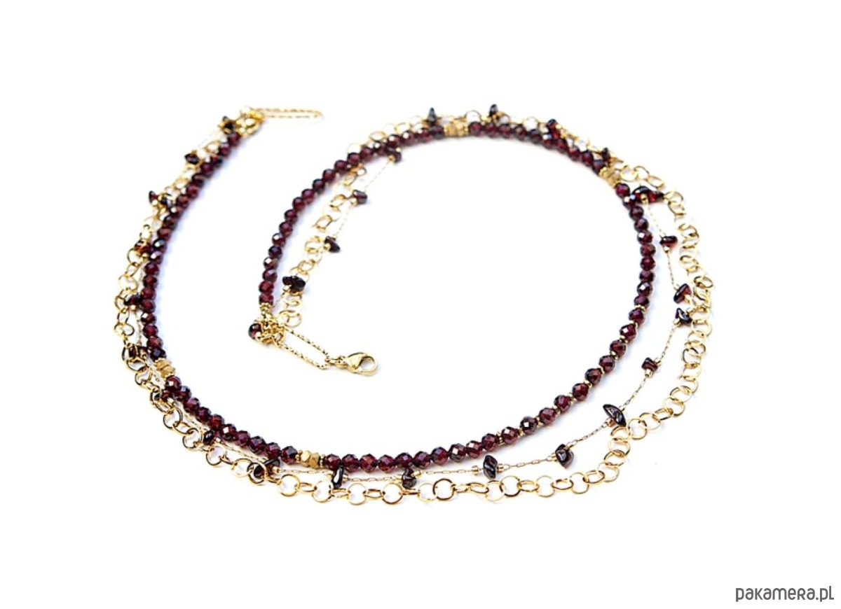 korale Triple - Granaty /naszyjnik/  - Szlachetna kolekcja 3