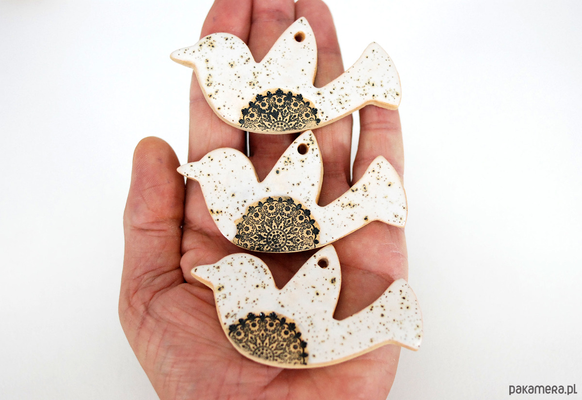 ozdoby choinkowe Białe ptaszki - ceramiczne ozdoby choinkowe 5