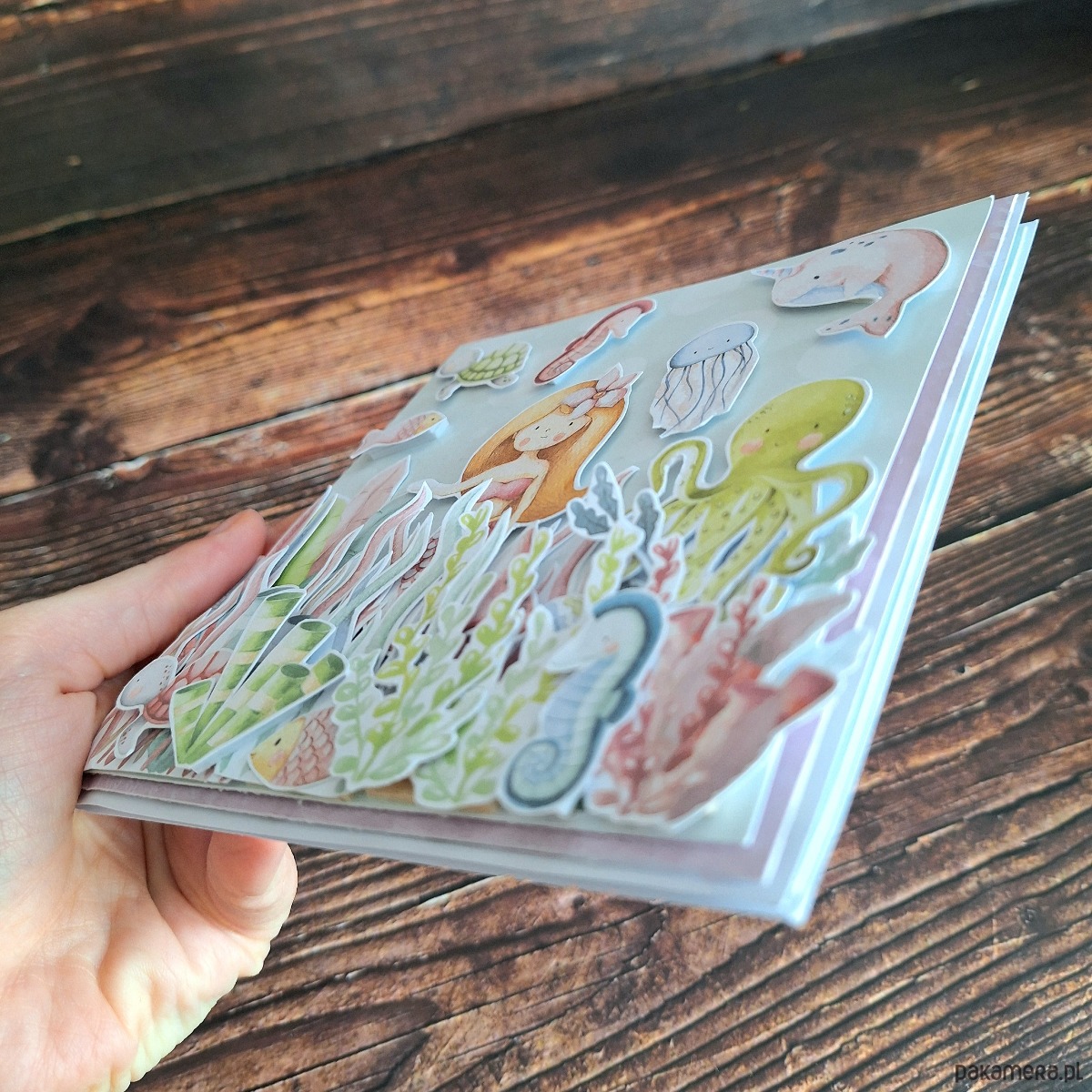 kartki scrapbooking Personalizowana Kartka z syrenka. Urodzinowa kartka dla dziewczynki 2