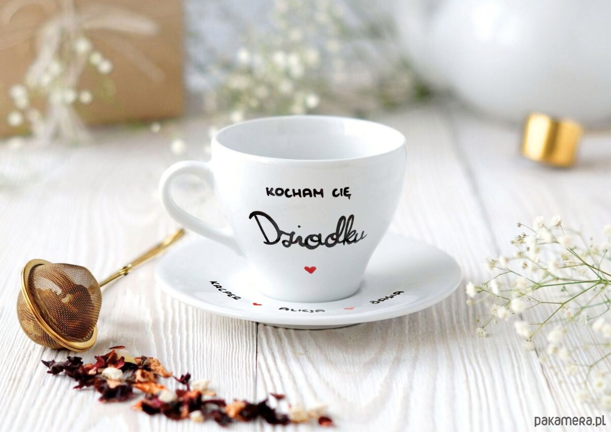 filiżanki Filiżanka dla dziadka, z imionami wnuków na spodku, prezent Dzień Dziadka 1