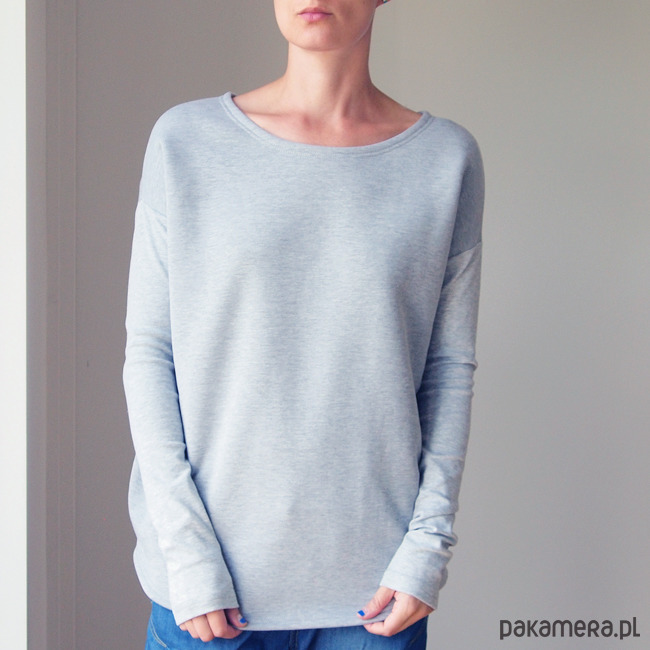 bluza bez kaptura damska Gruby Wąski rękaw Szary 1