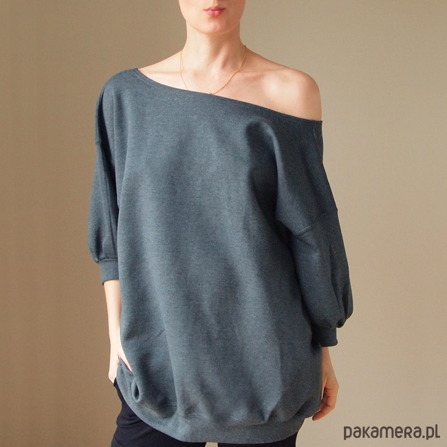 bluza bez kaptura damska Wielka Dwustronna Bluza Bomba Ciemnoszara 1