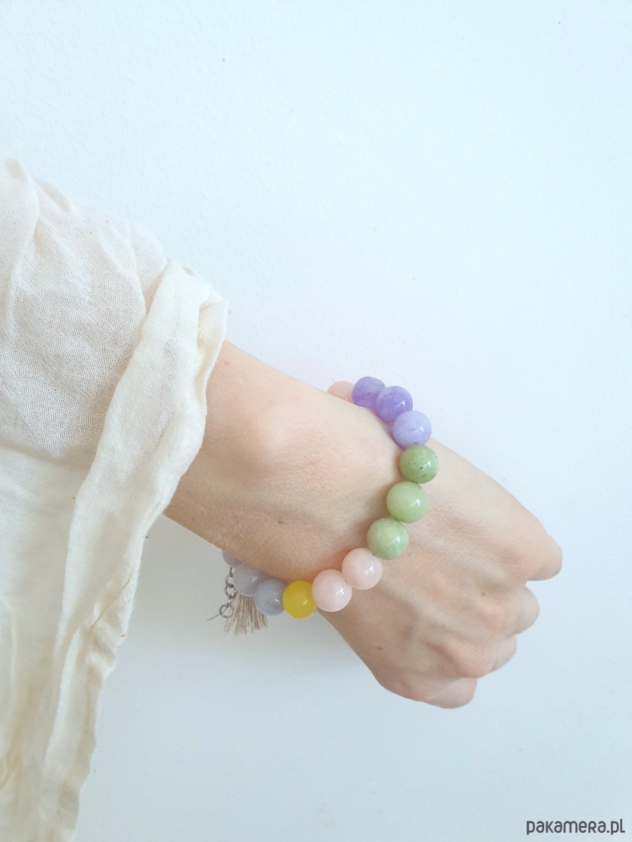 bransoletki z kamieni naturalnych Bransoletka SPRING z jadeitem, fiolet, róż, żółty, zieleń 6