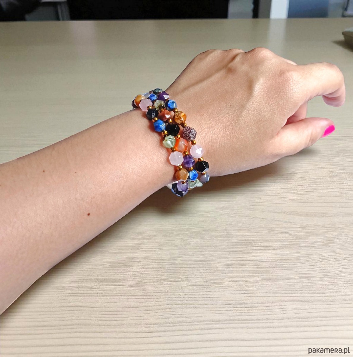bransoletki z kamieni naturalnych RAZEM TANIEJ! 3 bransoletki: mix kamieni: szlif gwiazdkowy 8mm 5
