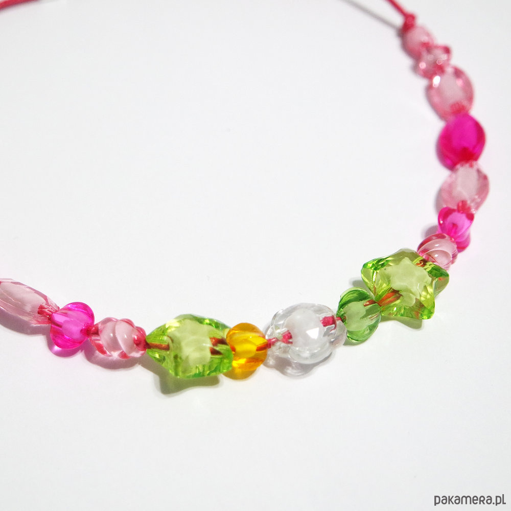 chokery Naszyjnik - Różowy, zielony 1