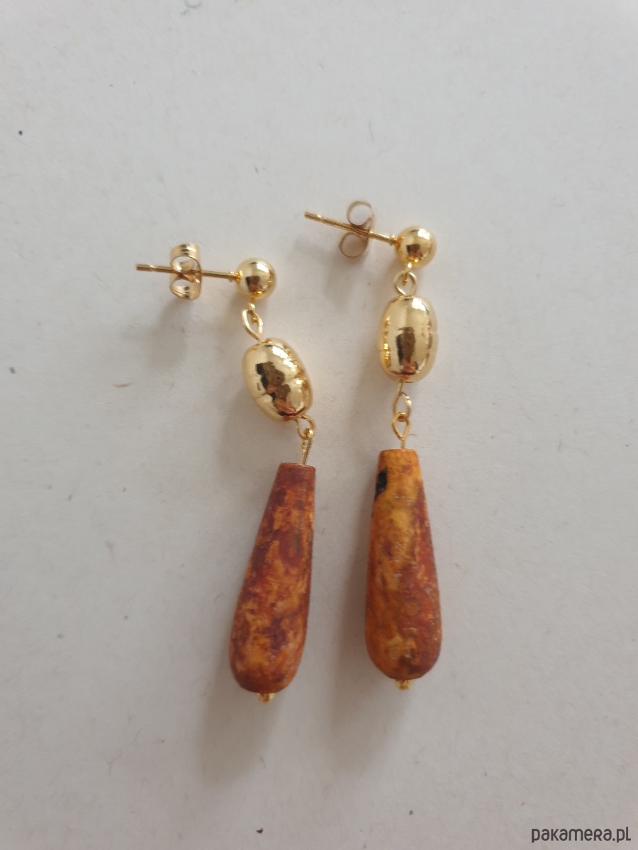 kolczyki z kamieniami Kolczyki  NEO sople agat brązowy 1