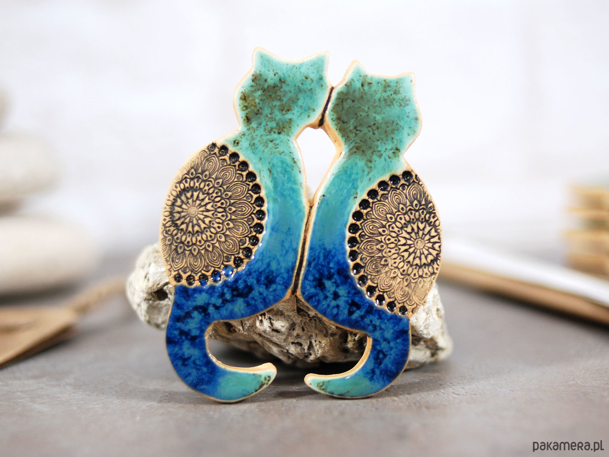 magnesy Ceramiczne koty bliźniaki - magnes na lodówkę 4