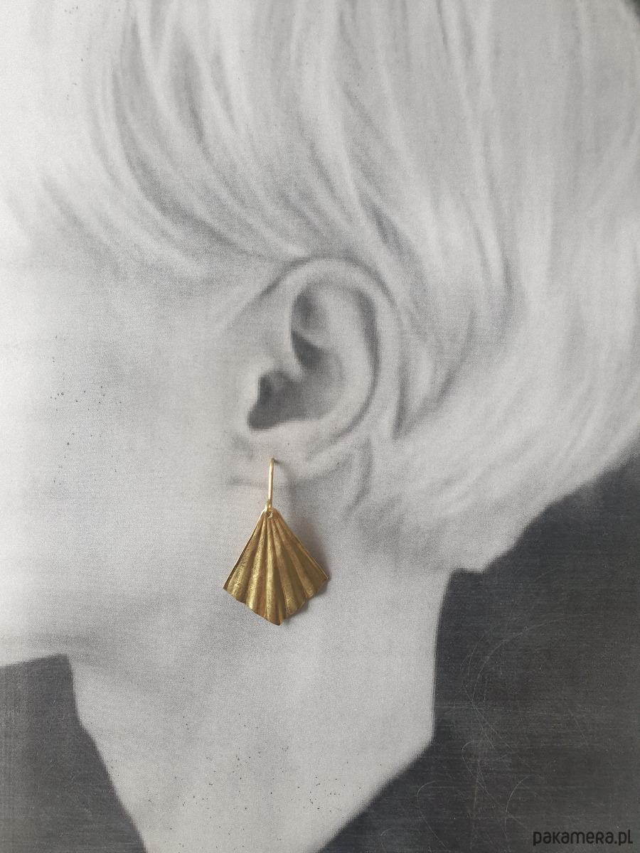 kolczyki z mosiądzu Kolczyki ORIGAMI małe wachlarze, mosiądz surowy 2