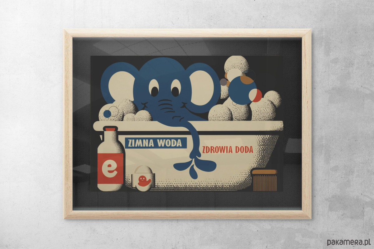 plakaty Plakat zimna woda zdrowia doda słoń w wannie 2