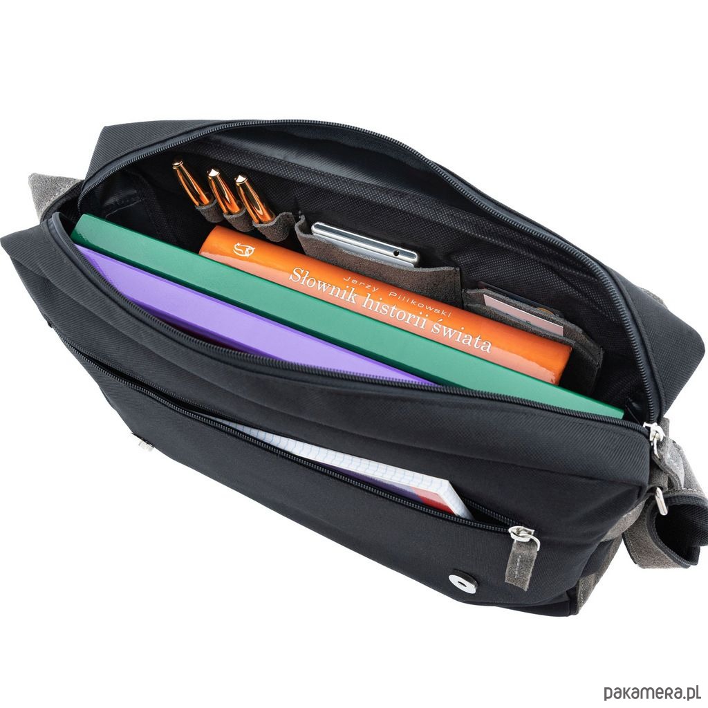 torby i nerki męskie Brązowa torba męska studencka skórzano płócienna vintage Belveder BV17 3