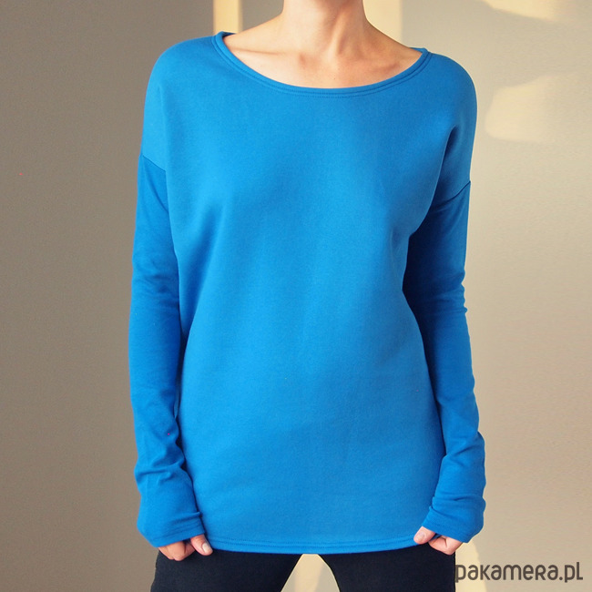 bluza bez kaptura damska Gruby Wąski rękaw Niebieski 1