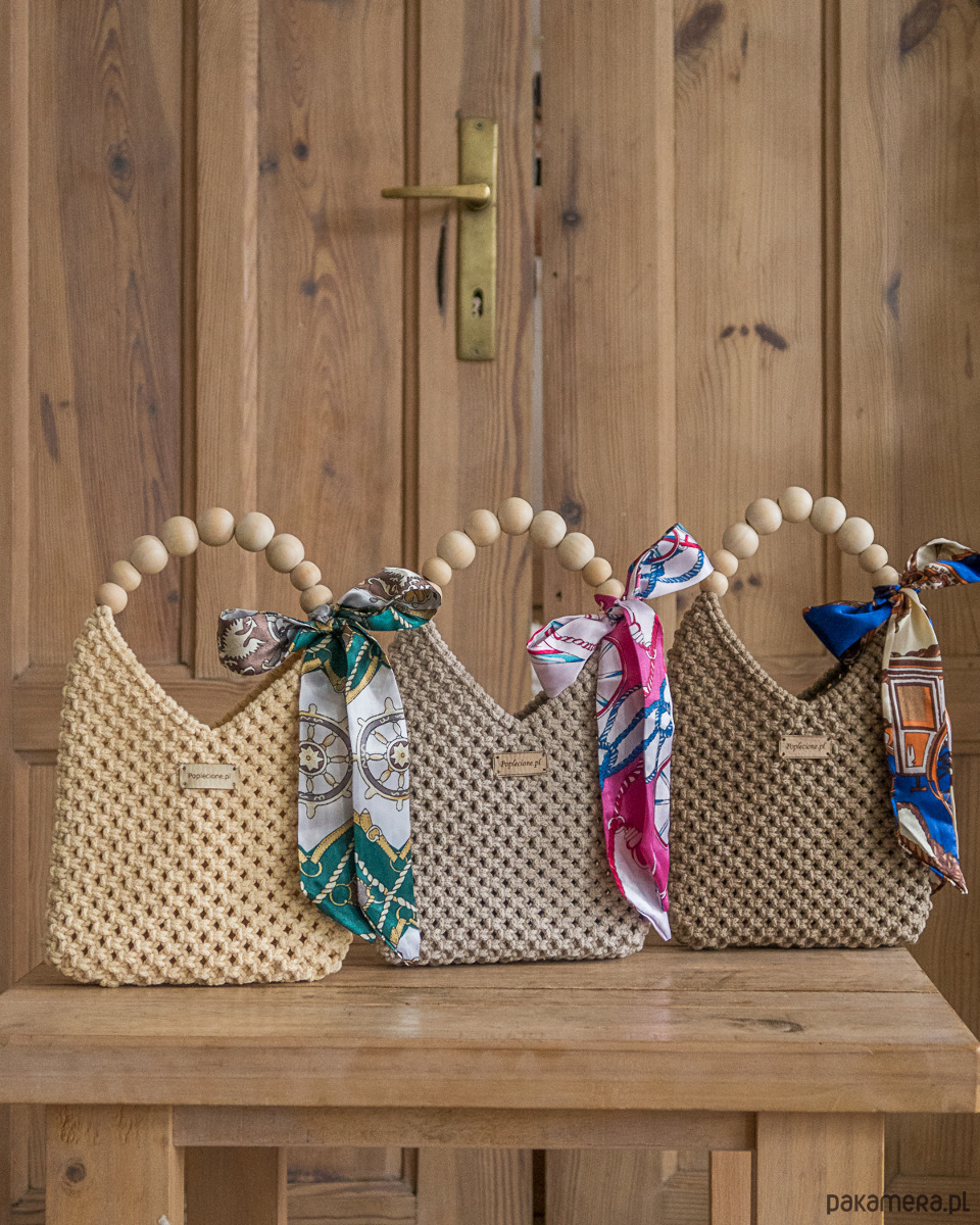 torebki do ręki Makramowa torebka Mini Bag  - wielbłądzia 5