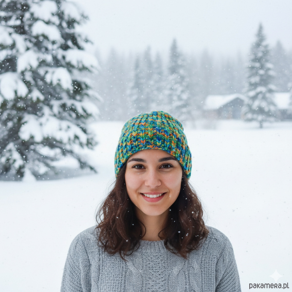 czapki damskie 6924 Wielokolorowa, Ręcznie Robiona Czapka Zimowa w Żywe Barwy 4