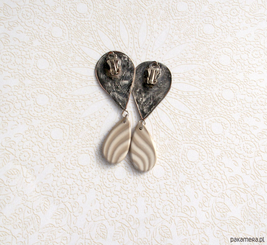 klipsy UNIKATOWE klipsy : krzemień pasiasty 3