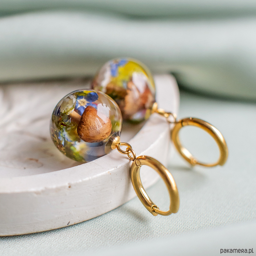 kolczyki z żywicy Kolczyki z leśną kompozycją 3