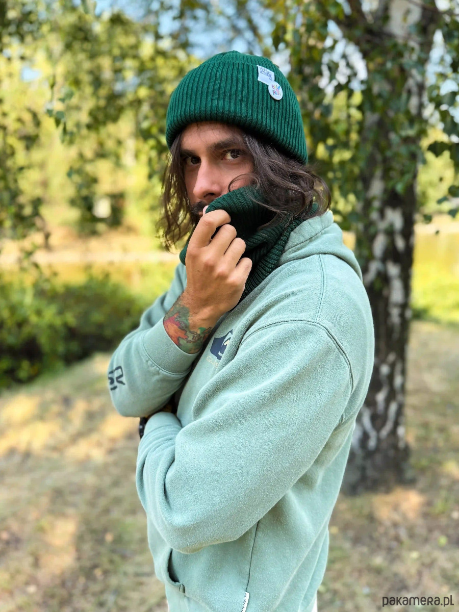 czapki damskie Męska czapka beanie z bawełny logo kolorowe Zielony 1