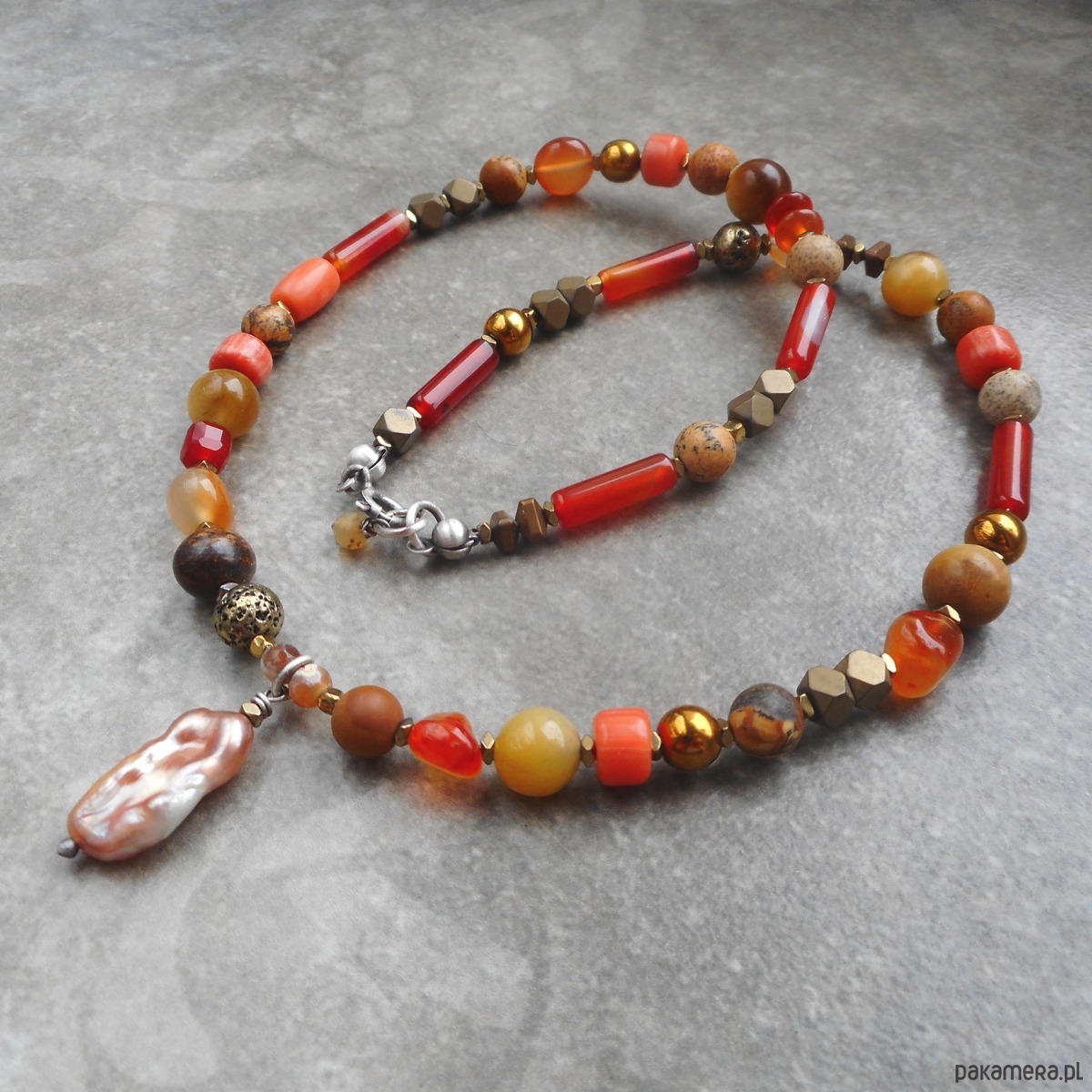 srebrne naszyjniki Złota jesień srebro 925 3