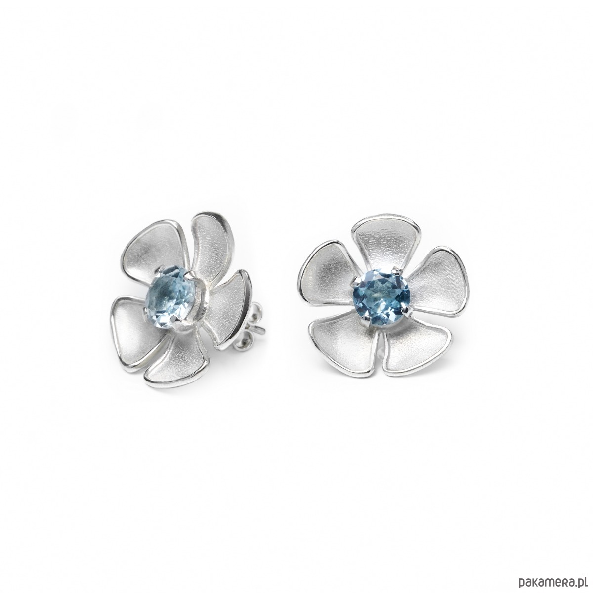 kolczyki srebrne Kolczyki srebrne Kolcyzki FLEUR - topaz sky 1