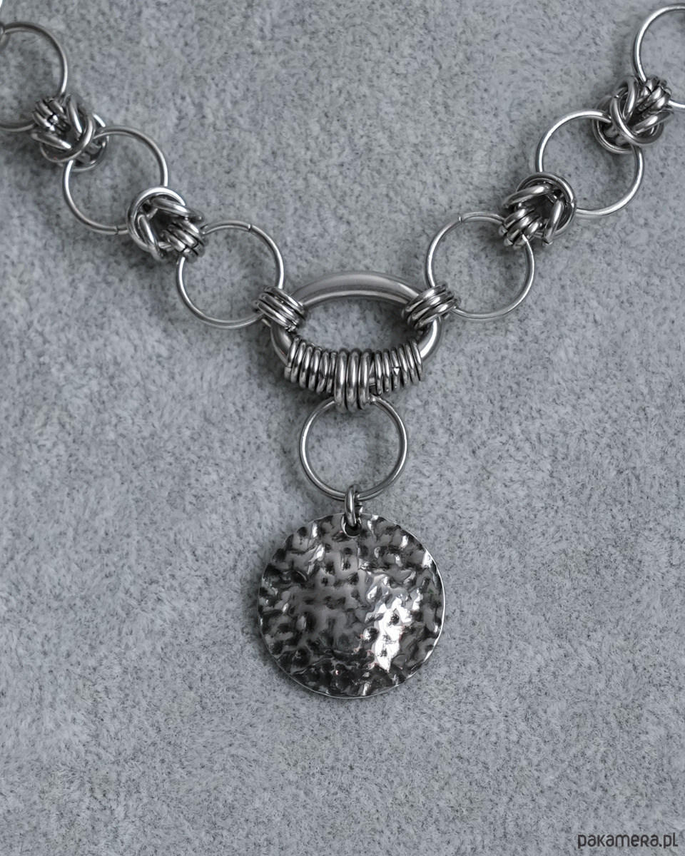 kolie Naszyjnik chainmail za stali z okrągłą blaszką 4