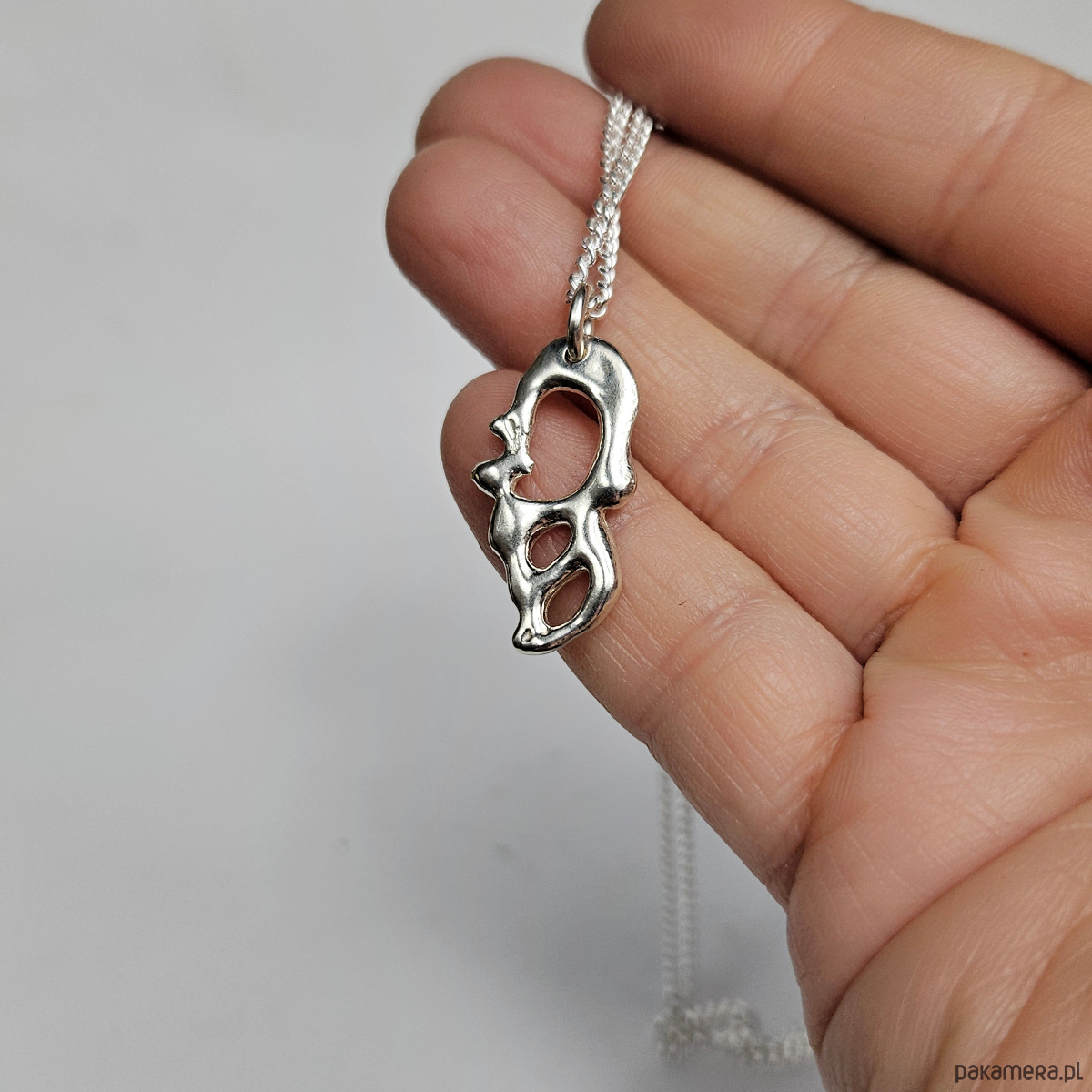 wisiory Ażurowy srebrny nieregularny wisior Smugi 1