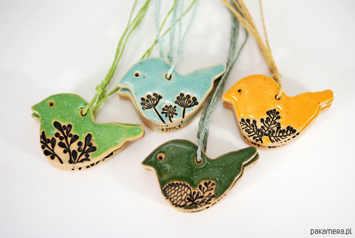 ozdoby choinkowe Ceramiczne ozdoby choinkowe - kolorowe ptaszki 3