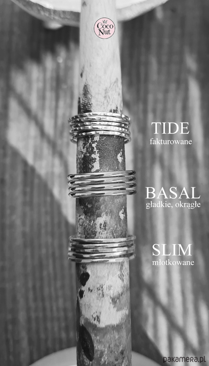 obrączki 8 obrączek TIDE srebro, fakturowane 4