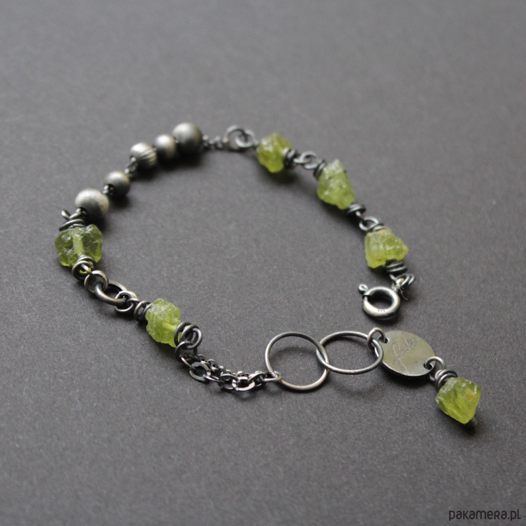 bransoletki z kamieni naturalnych Unikatowa bransoletka z oliwinami vol. I 5