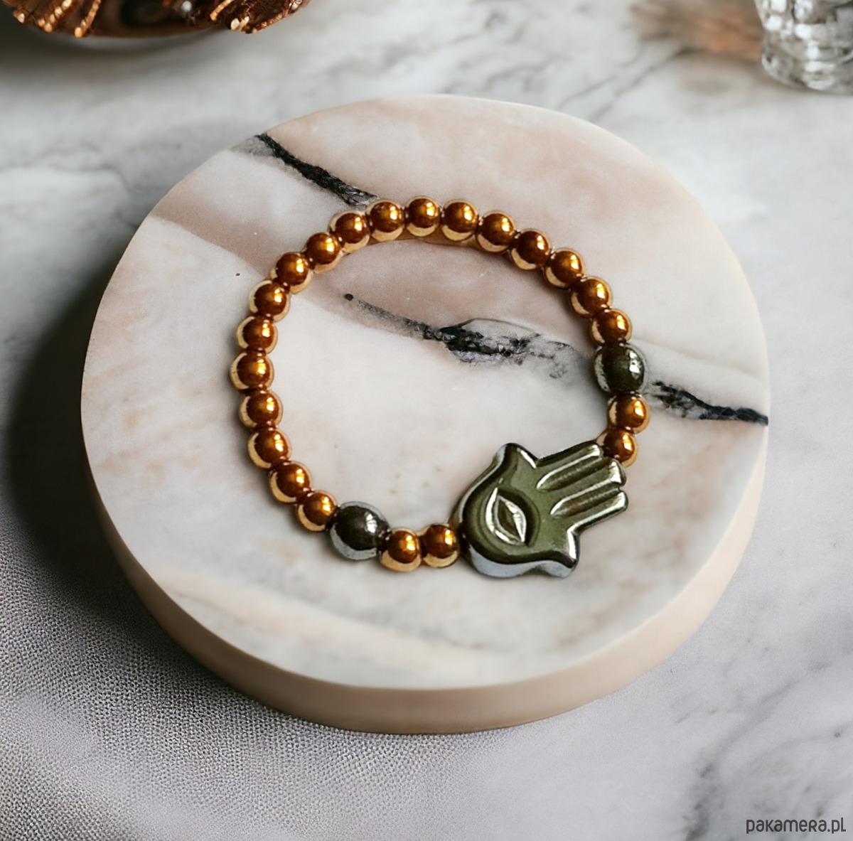 pierścionki elastyczne Hamsa - talizman chroniący od zła - pierścionek - hematyt I 1