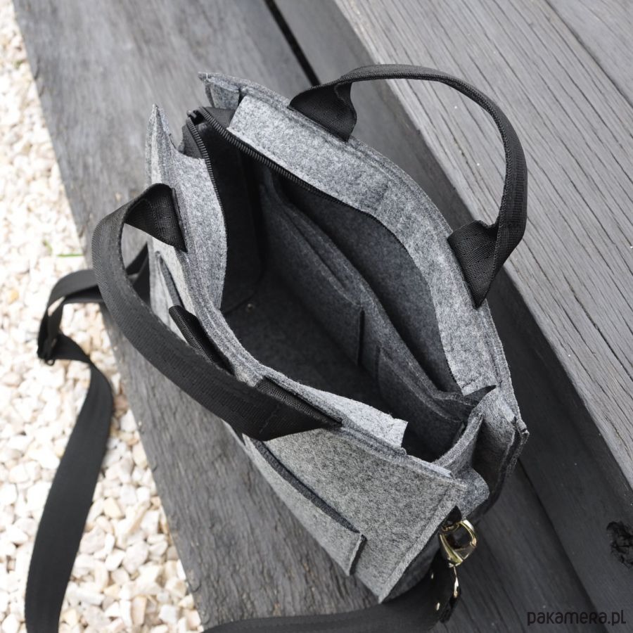 torebki do ręki Designerska torebka - szara - czarny pas - mini 3