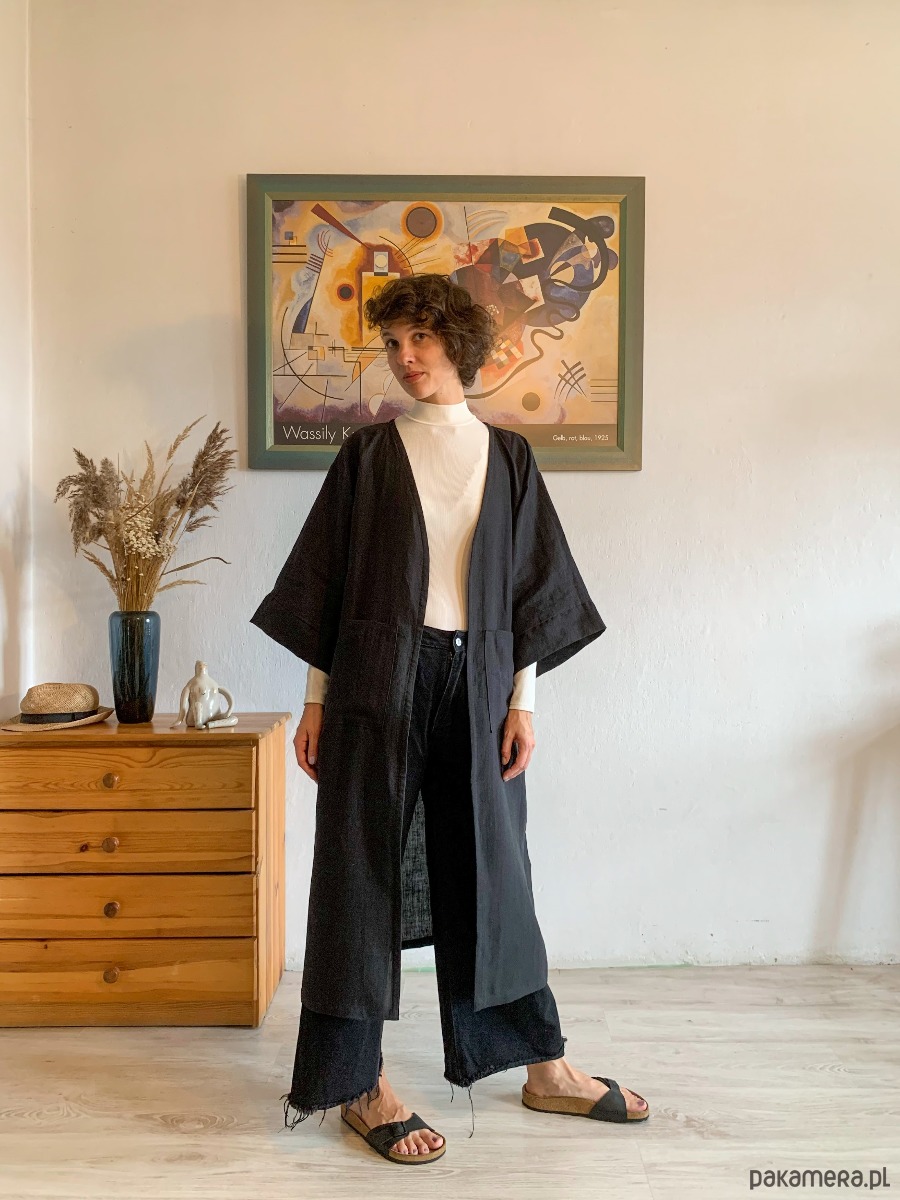 Kimono MIRA long / czarne 3763458 - Pakamera.pl