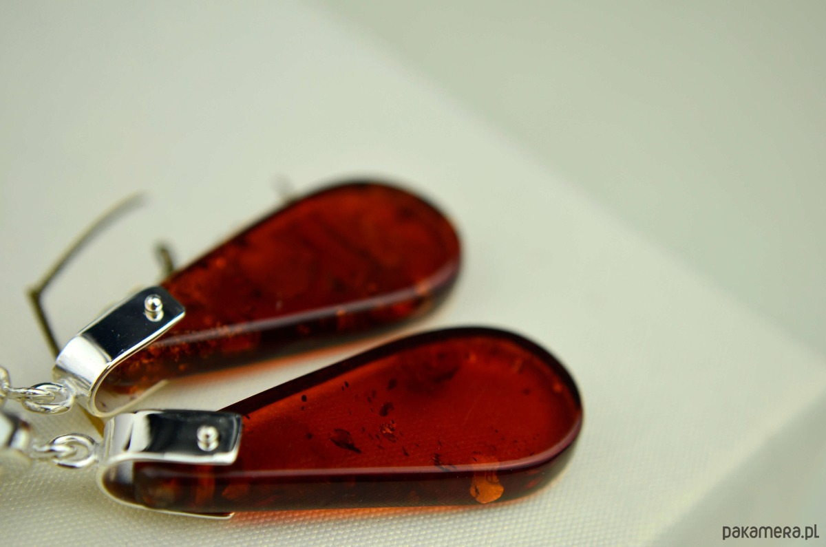 kolczyki srebrne Eleganckie srebrne kolczyki z bursztynem 3