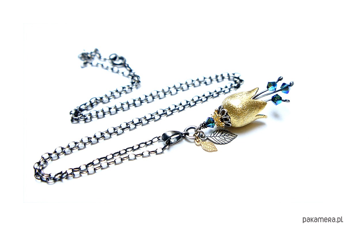 wisiory Dzwonek /metalic blue/  naszyjnik 2