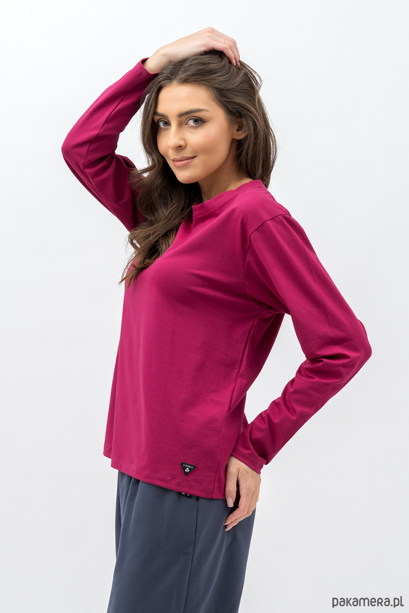 bluzki z długim rękawem damskie Longsleeve ,, LILY"  amarant 1