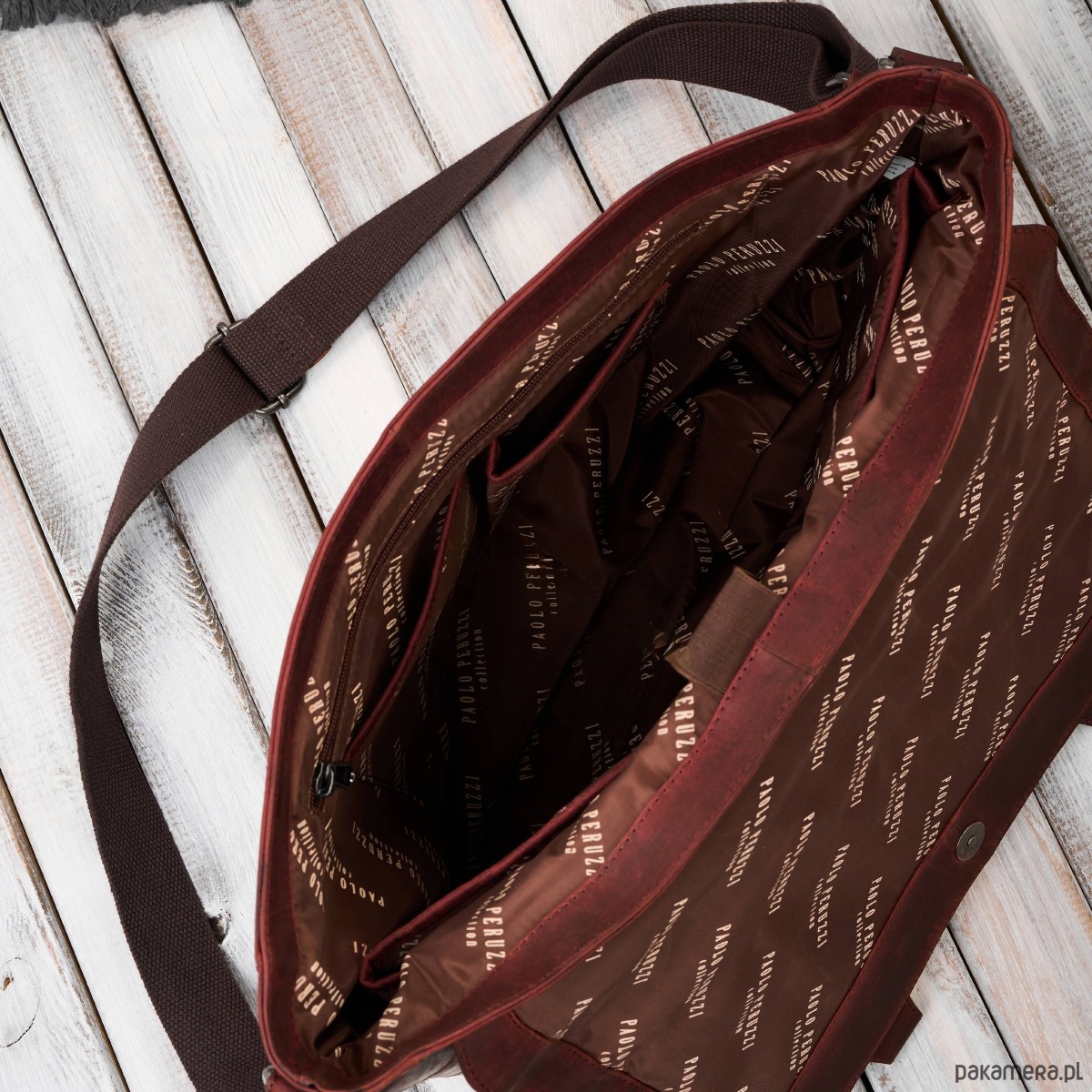 torby i nerki męskie Torba skórzana męska na ramie na laptopa brązowa vintage SL-09-BR 5