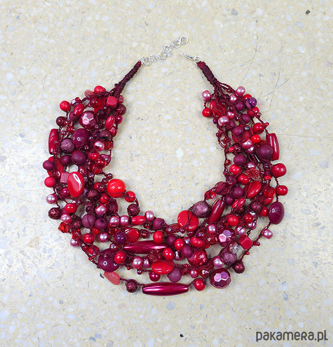 korale 6258 czerwony, bordowy naszyjnik; kolia; lekki elegancki naszyjnik 1