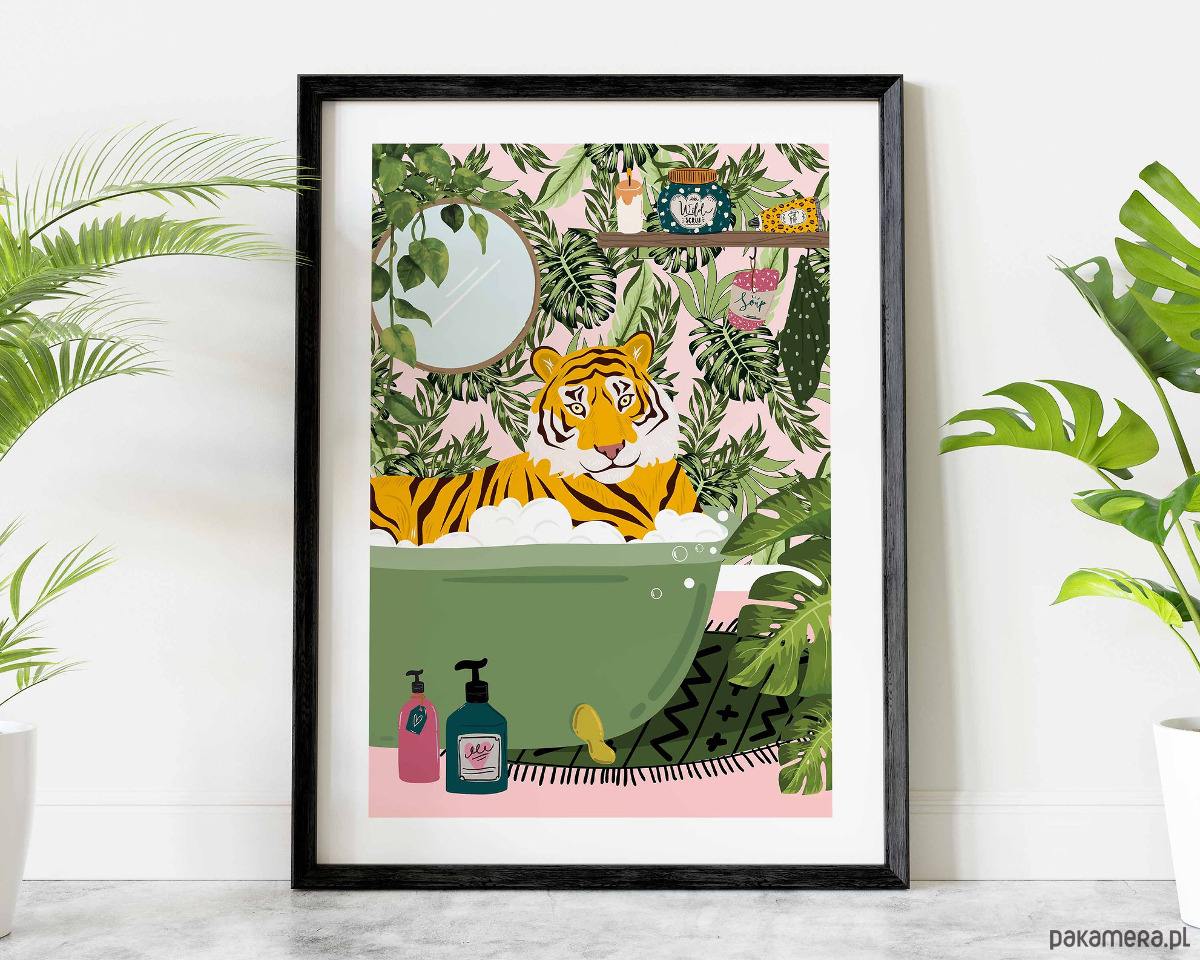 plakaty Plakat Tygrys w zielonej wannie 2 4