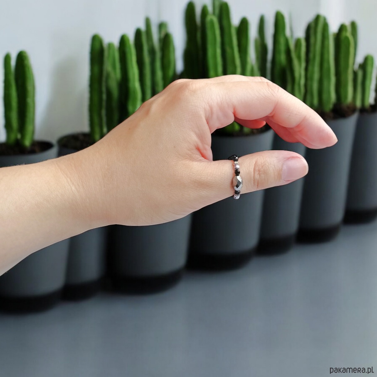 pierścionki elastyczne Pierścionek PREMIUM :: krzem, turmalin, hematyt - PIERŚCIONEK 1