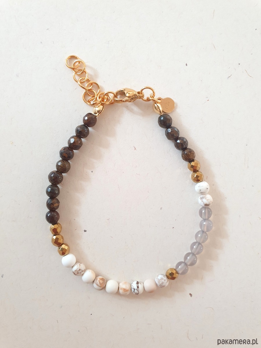bransoletki z kamieni naturalnych Bransoletka NEO bronzyt, kwarc dymny, howlit 2
