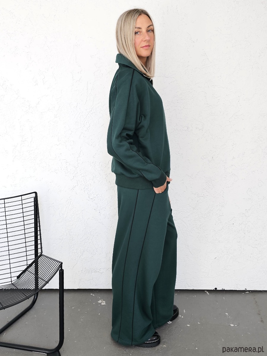 komplety damskie Gaia rozpinany komplet z lamówkami butelkowy zielony 1